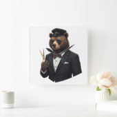 Master Barber Bear Luxury Wall Clock - Barber Shop スクエア壁時計 (ホーム)