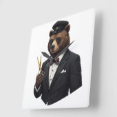 Master Barber Bear Luxury Wall Clock - Barber Shop スクエア壁時計 (傾斜)