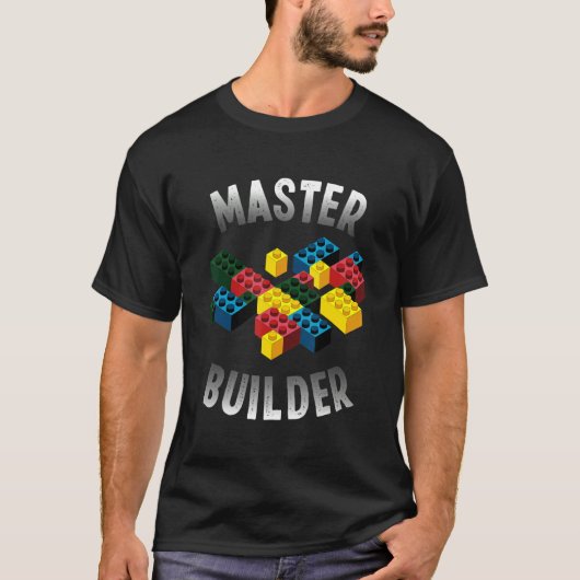 Master Builderクールのおもしろい建物・ブロックT型 Tシャツ (正面)