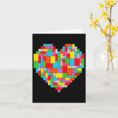 Master Builder Block Brick Building Heart Valentin カード (黄色い花)