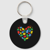 Master Builder Block Brick Building Heart Valentin キーホルダー (正面)