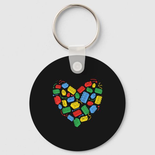 Master Builder Block Brick Building Heart Valentin キーホルダー (正面)