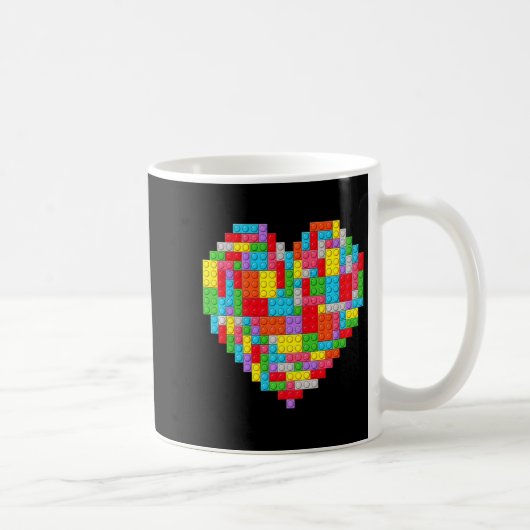 Master Builder Block Brick Building Heart Valentin コーヒーマグカップ (右)