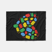 Master Builder Block Brick Building Heart Valentin フリースブランケット (正面(横))