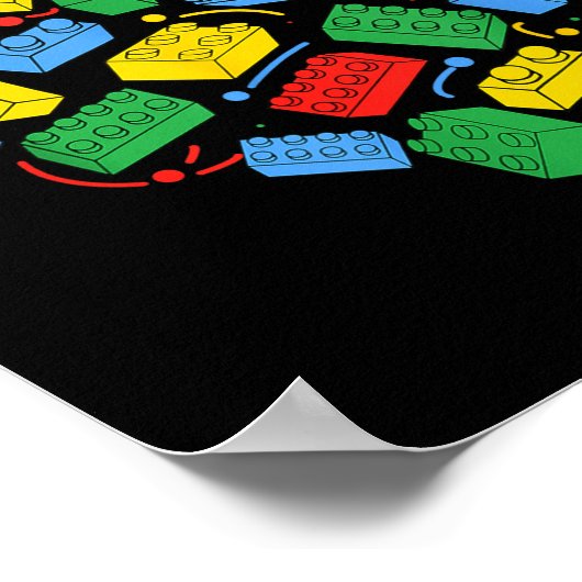 Master Builder Block Brick Building Heart Valentin ポスター (角)