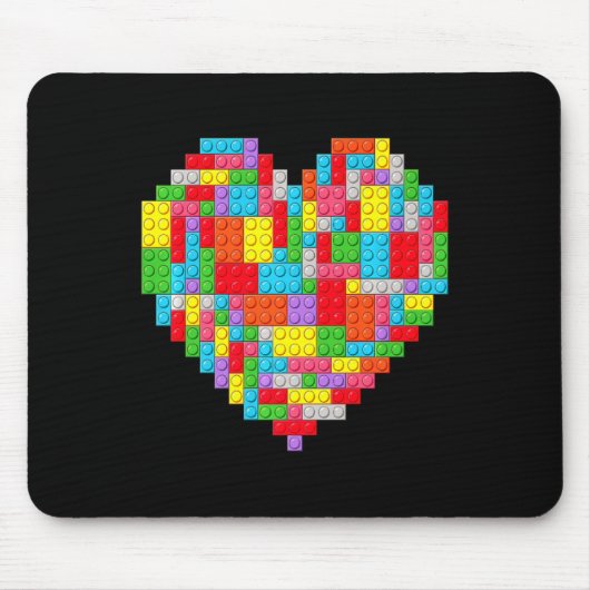 Master Builder Block Brick Building Heart Valentin マウスパッド (正面)