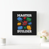 Master Builder Cute Block Building Kids Toys Brick スクエア壁時計 (ホーム)
