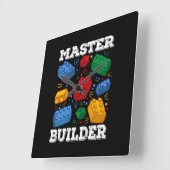 Master Builder Cute Block Building Kids Toys Brick スクエア壁時計 (傾斜)