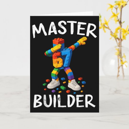 Master Builder Dabbing 67 Meme Building Blocks Bri カード (黄色い花)