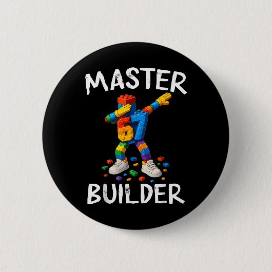 Master Builder Dabbing 67 Meme Building Blocks Bri 缶バッジ (正面)