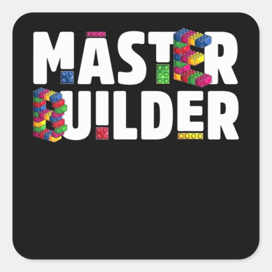 Master Builder Kids Building Blocks Bricks Toys スクエアシール (正面)