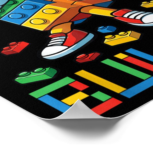 Master Builder Tee Dabbing Blocks Bricks Building  ポスター (角)