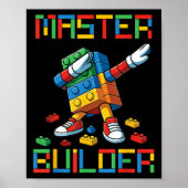 Master Builder Tee Dabbing Blocks Bricks Building  ポスター (正面)