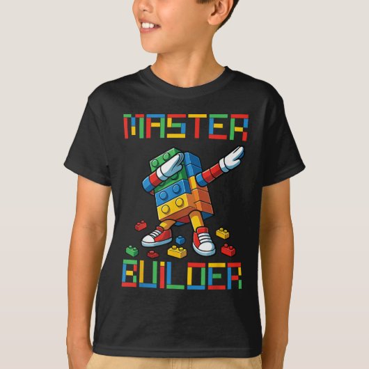 Master Builder Tee Dabbing Blocks Bricks Building Tシャツ (正面)