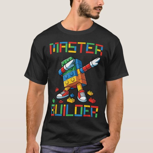Master Builder Tee Dabbing Blocks Bricks Building  Tシャツ (正面)