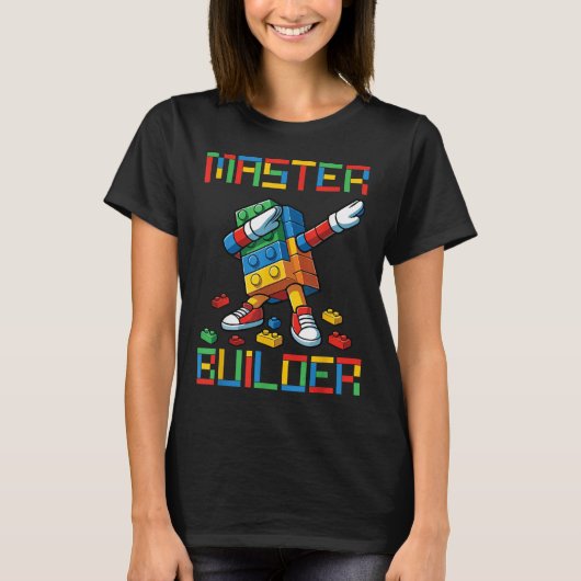 Master Builder Tee Dabbing Blocks Bricks Building  Tシャツ (正面)