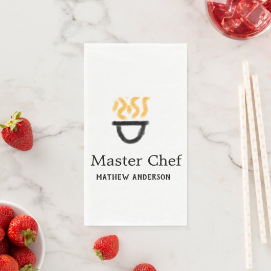 Master chef add name black pan yellow fire fume co (インサイチュ)