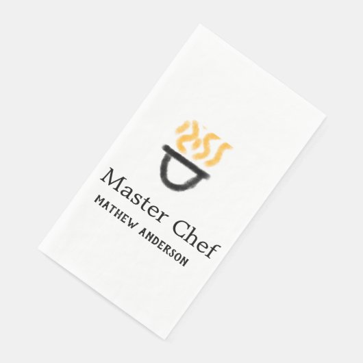 Master chef add name black pan yellow fire fume co (コーナー)