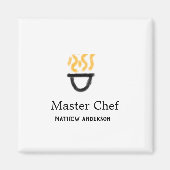 Master chef add name black pan yellow fire fume co マグネット (正面)