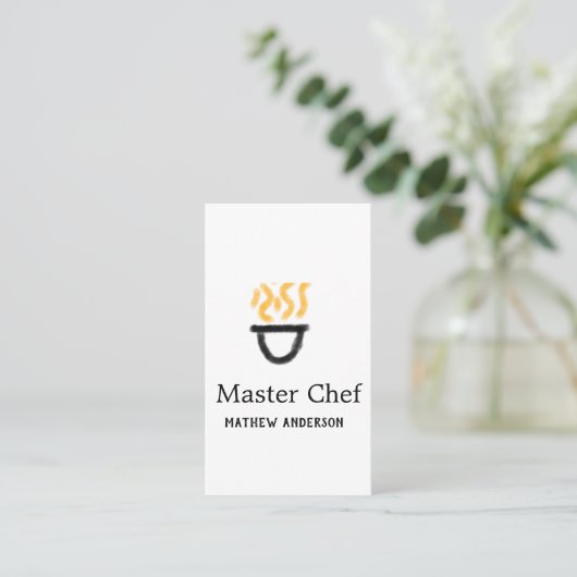 Master chef add name black pan yellow fire fume co 名刺 (スタンド正面)