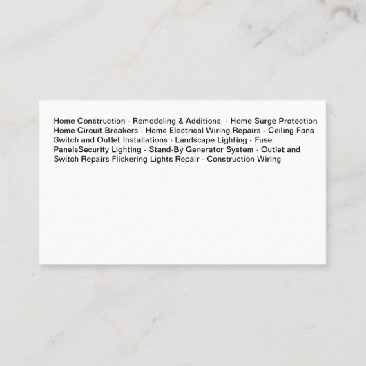 Master Electricianクール名刺 名刺 (裏面)