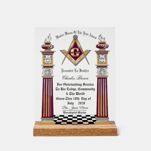 Master Masons of the Year Award アクリルサイン (正面)
