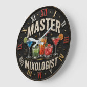 Master Mixologist Bartender Gift Retro Home Bar ラージ壁時計 (傾斜)