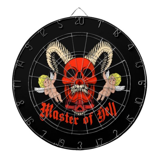 Master of Hell Gothic Skull and Cherubs Design ダーツボード (正面)
