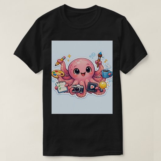 Master of Multitasking: Creative Octopus Sticker Tシャツ (デザイン正面)