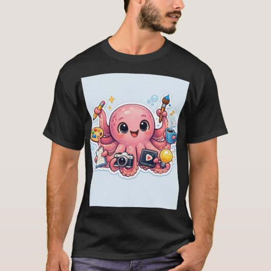 Master of Multitasking: Creative Octopus Sticker Tシャツ (正面)