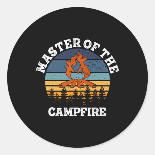 Master Of The Campfire Men Women Camping Funny Out ラウンドシール (正面)