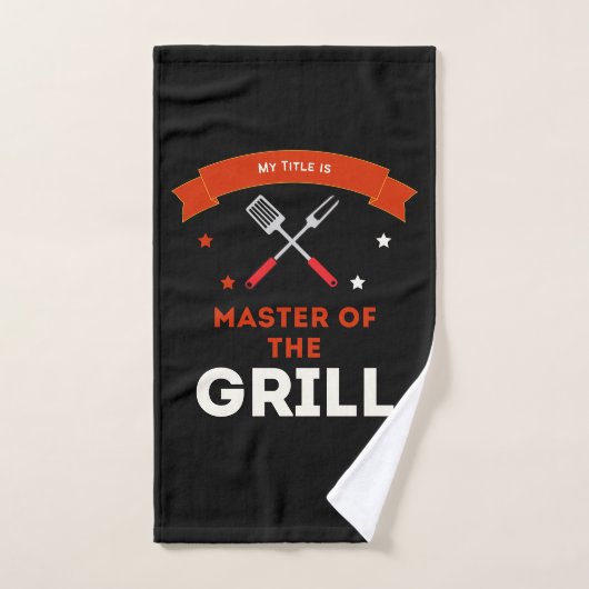 Master of the Grill witziger Spruch zum BBQ ハンドタオル (ハンドタオル)