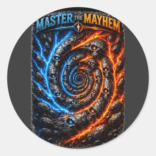 Master the Mayhem Skull – Fire vs Ice Electric Spl ラウンドシール (正面)