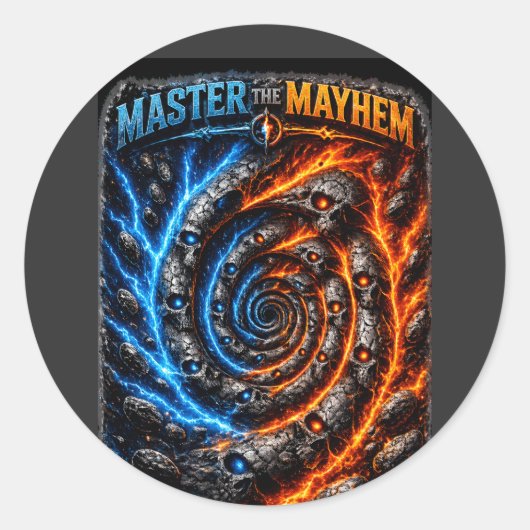 Master the Mayhem Skull – Fire vs Ice Electric Spl ラウンドシール (正面)