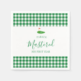 Mastered First Year One Hole In One Green Birthday スタンダードカクテルナプキン