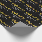 Mastered It! Black White Gold Script Grad's Name ラッピングペーパー (角)