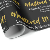 Mastered It! Black White Gold Script Grad's Name ラッピングペーパー (ロールコーナー)