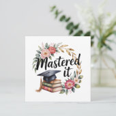 Mastered It Graduation Floral Books Cap Elegant カード (スタンド正面)