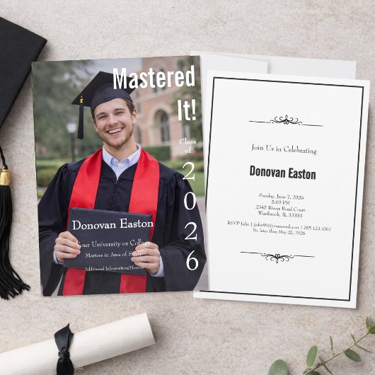 Mastered It Modern Photo Graduation Invitation 招待状