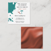 Masterpainter & Copper Blueチェッカーボードパターン スクエア名刺 (正面/裏面)