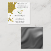 Masterpainter & Gray Yellow Checkerboardパターン スクエア名刺 (正面/裏面)