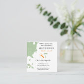 Masterpainter & Green Orangeチェッカーボードパターン スクエア名刺 (スタンド正面)