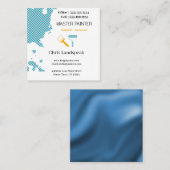 Masterpainter & Light Blueチェッカーボードパターン スクエア名刺 (正面/裏面)