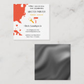 Masterpainter & Orange Checkerboardパターン スクエア名刺 (正面/裏面)