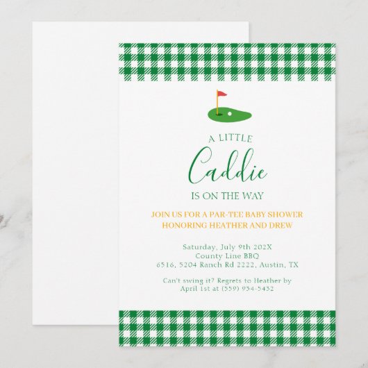 Masters Baby Shower Golf Par tee couple Theme  招待状 (正面/裏面)