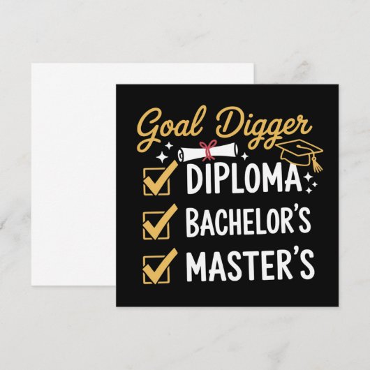 Masters Graduation Goal Digger Mastered It Class  招待状 (正面/裏面)