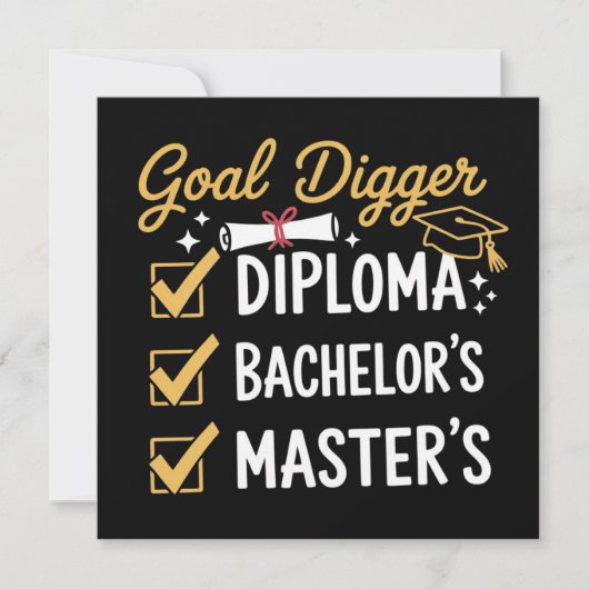 Masters Graduation Goal Digger Mastered It Class  招待状 (正面)
