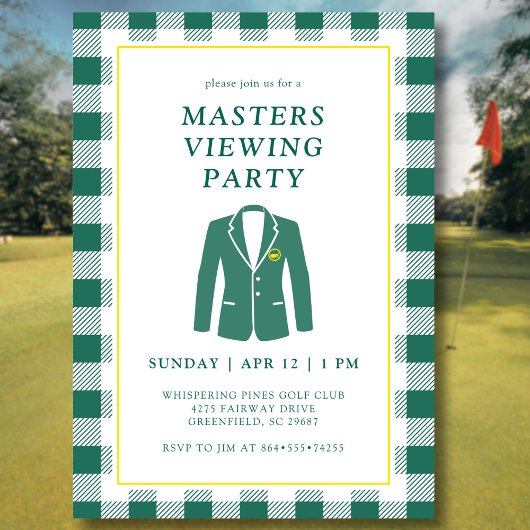  Masters Viewing Watch Party Golf Green Jacket 招待状