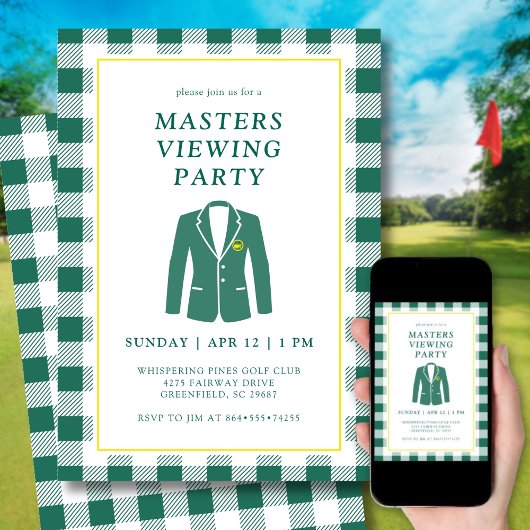  Masters Viewing Watch Party Golf Green Jacket 招待状