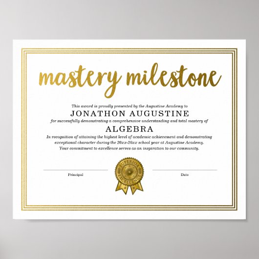 Mastery Award Certificate ポスター (正面)